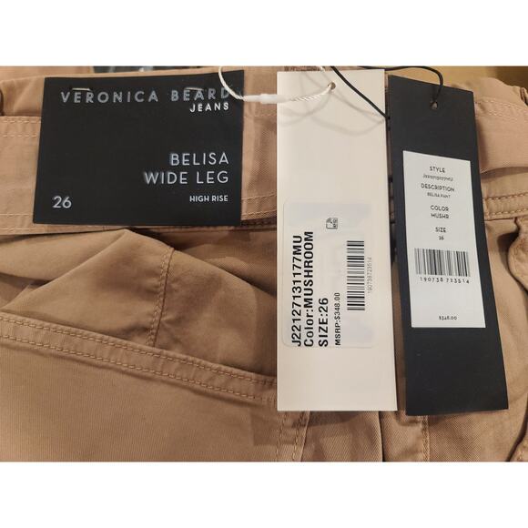 NWT Veronica Beard Belisa Tie Belt Wide Leg Cargo Pants - 26 - mushroom - 26 - Picture 6 of 6